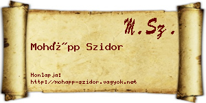 Mohápp Szidor névjegykártya